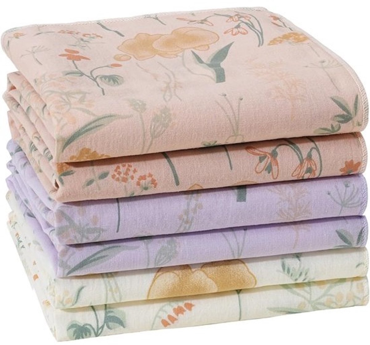 Zachte Katoenen Zakdoeken voor Dames met Kleurrijke Bloemenprint - 6 Stuks