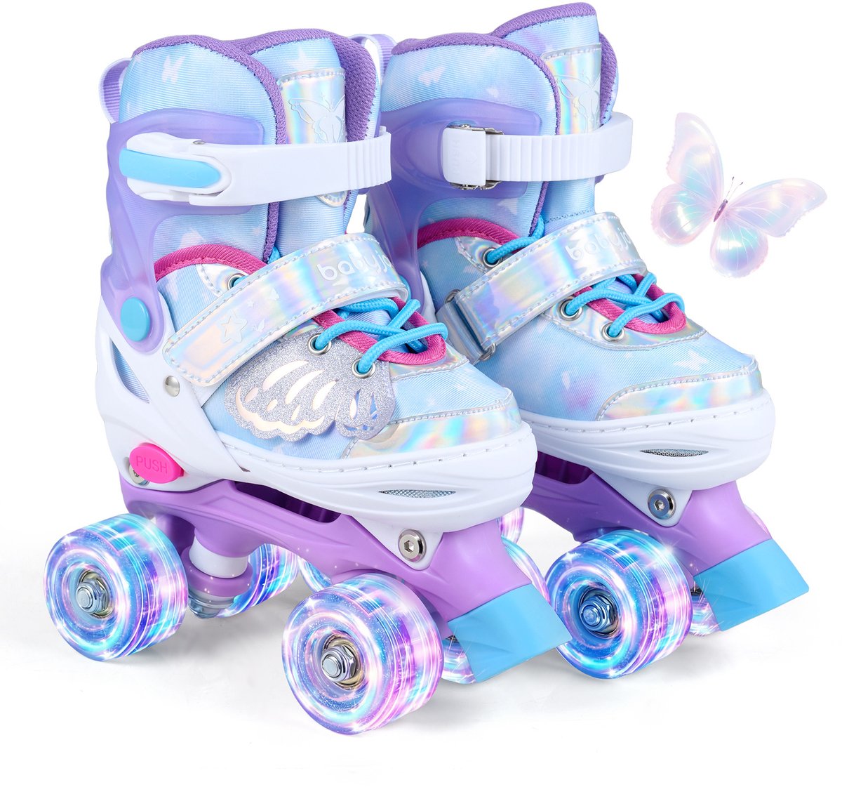 SureDeal® - Sportspeelgoed - Verstelbare Rolschaatsen - Verlichte Wielen Kinderrolschaatsen - 35x11x28 cm - Blauw