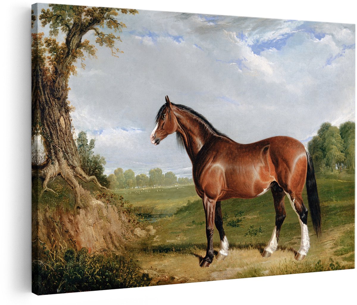 Artaza Canvas Schilderij Paard - 180x120 cm - Groot - Wanddecoratie Dieren - Muurdecoratie Landelijk Landschap - Schilderijen Op Canvas Natuur