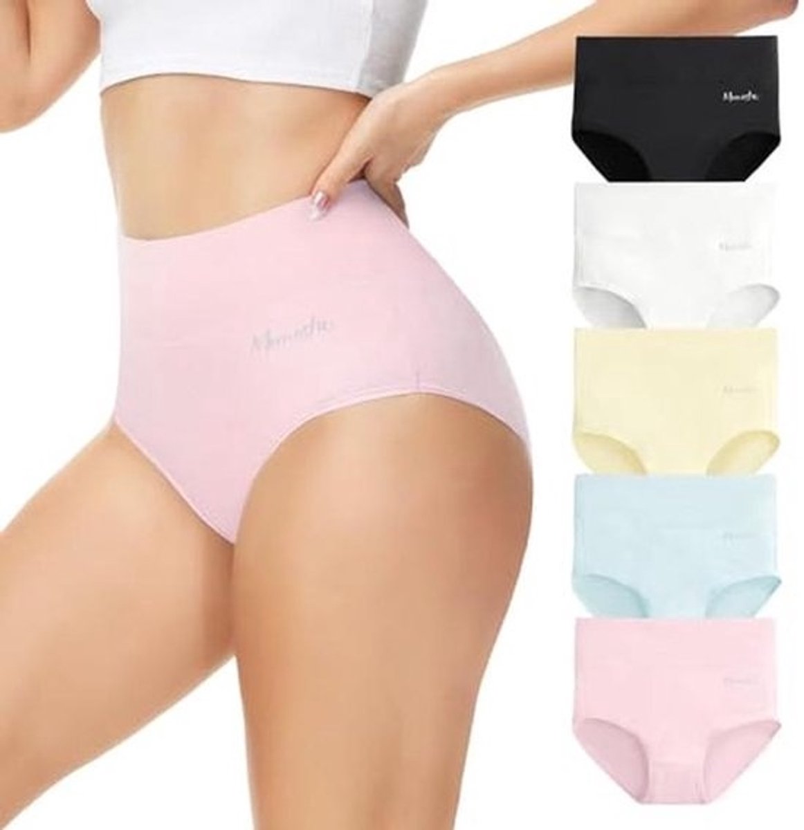 Hoge Taille Katoenen Onderbroeken Dames - 5 Pack Ademend en Stretch