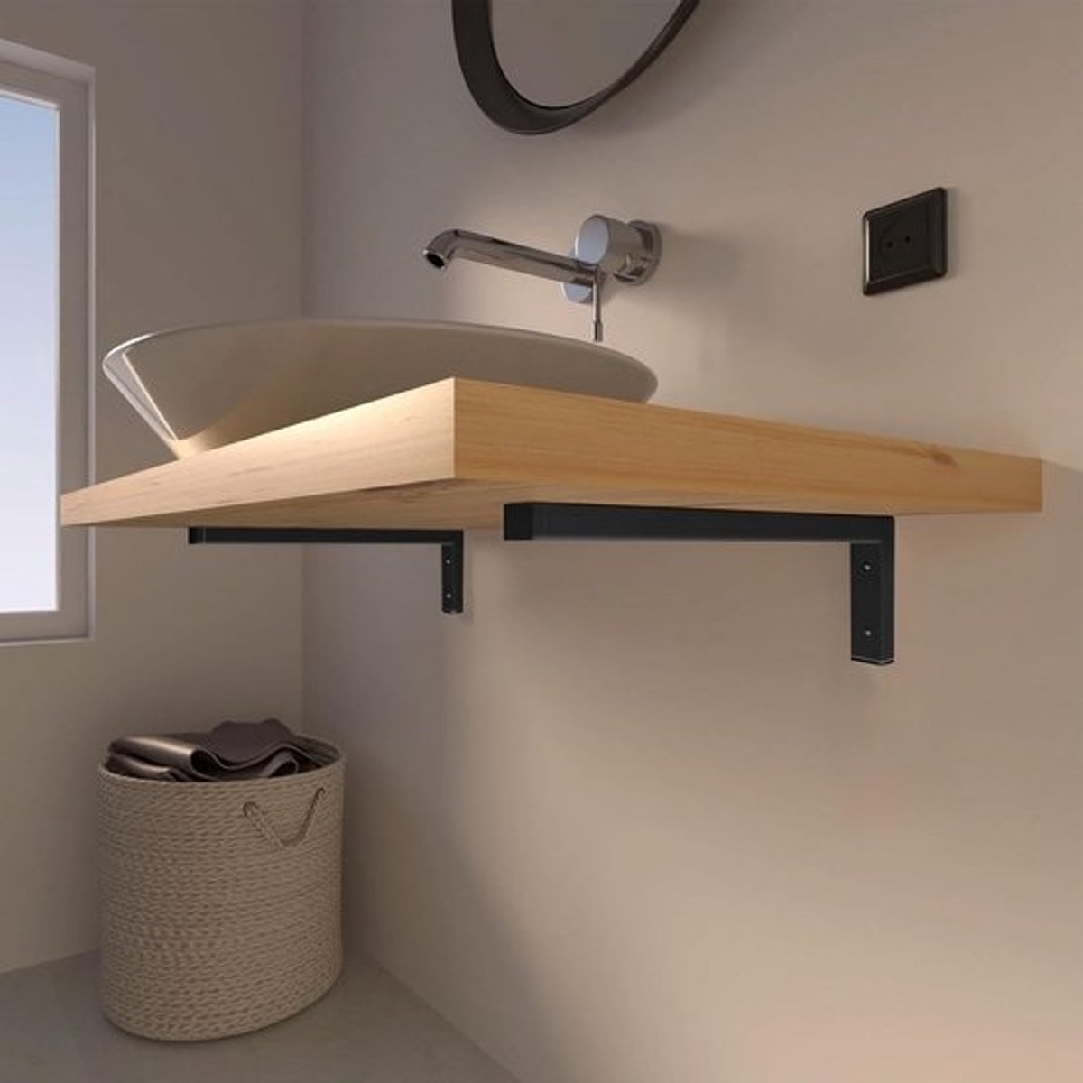 Wandplanksteunen Set van 4, Keuken Plankbeugels 15cm voor Aanrecht en Wastafel