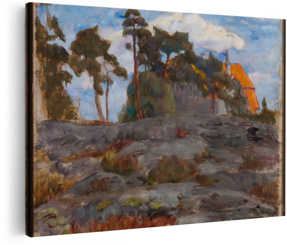 Artaza Canvas Schilderij Landschap - 180x120 cm - Groot - Wanddecoratie Natuur - Muurdecoratie Bomen - Schilderijen Op Canvas Kerk