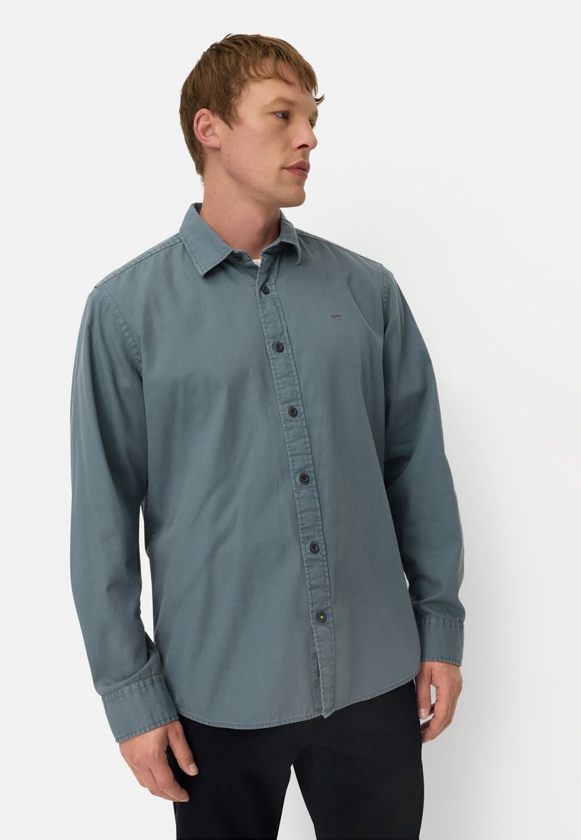 camel active Katoenen overhemd met kentkraag - Maat menswear-L - Inktblauw