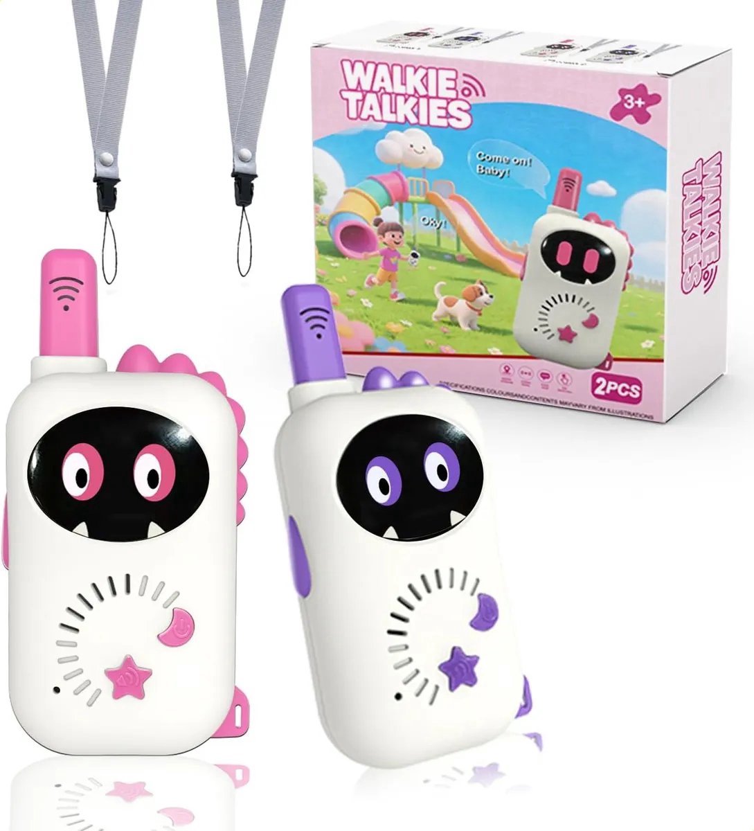 casalora - Kinderspeelgoed - Walkie talkie voor kinderen - 2 STUKS - Buiten speelgoed walkietalkie voor kinderen van 3 tot 9 jaar - Speelgoed cadeau - Roze-paars (oogversie)