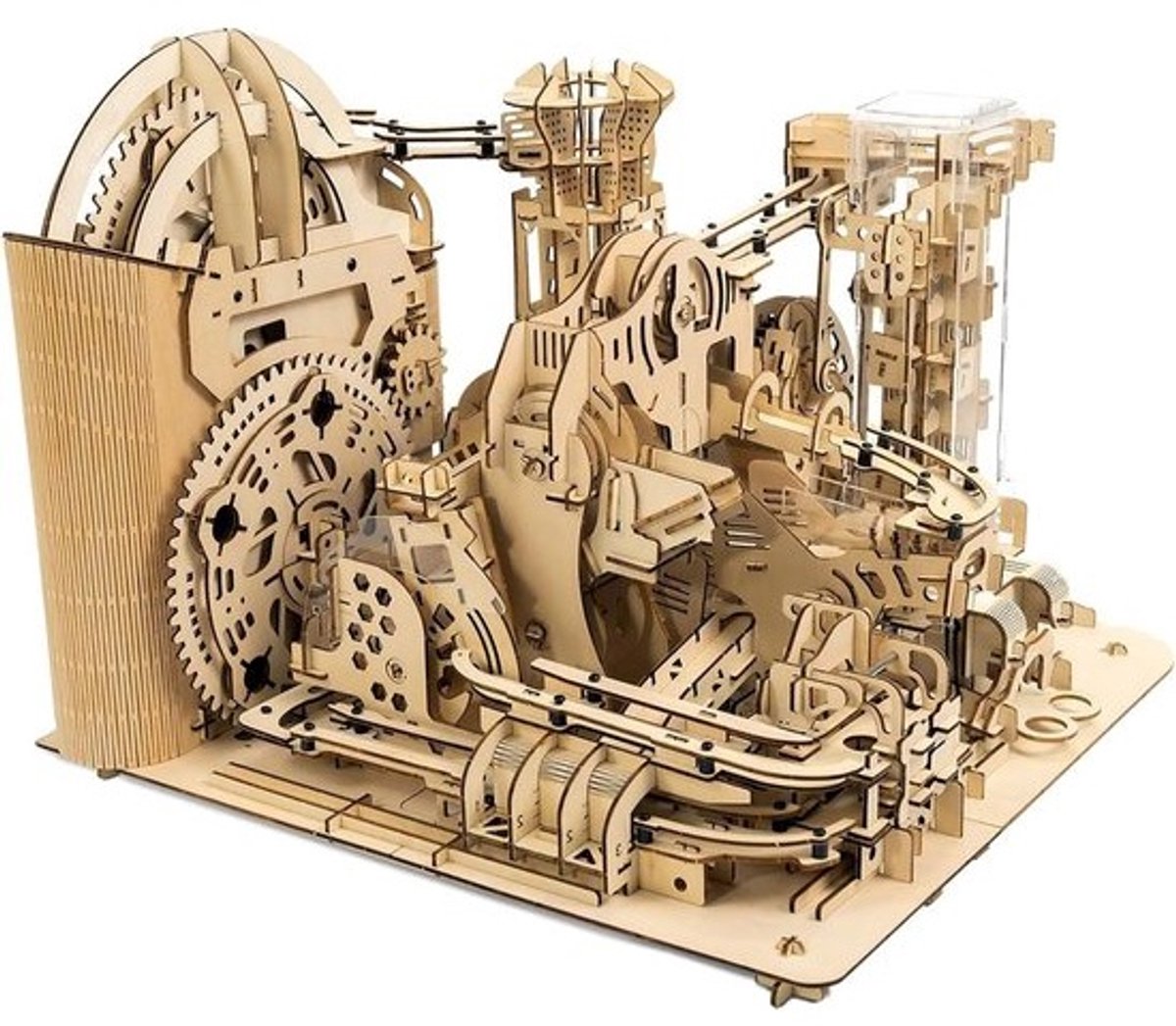 Houten Knikkerbaan - 3D Puzzel Model - Mechanisch Bouwen - Milieuvriendelijk Hout - 10x10x10 cm
