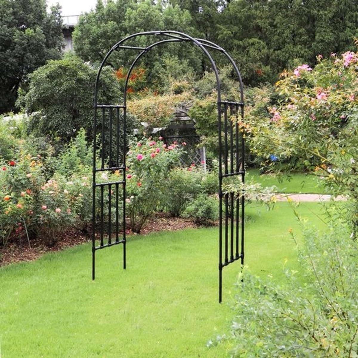Rozenboog Tuin - Metalen Prieel - Klimplanten Ondersteunen - Gegalvaniseerd Weerbestendig - 240x240x40 cm - Zwart