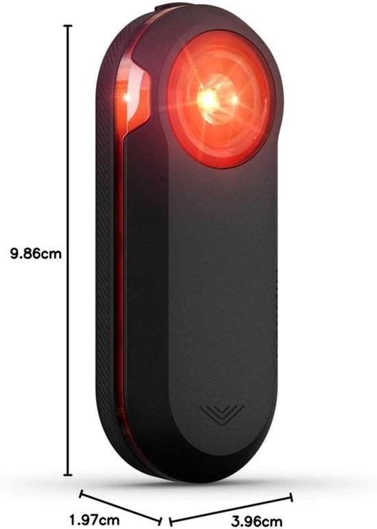 Fiets Radar Achterlicht - Achteruitkijk Radar - Veilig Fietsen - Detecteert Voertuigen - 99x40x20 MM - Rood — afbeelding 2