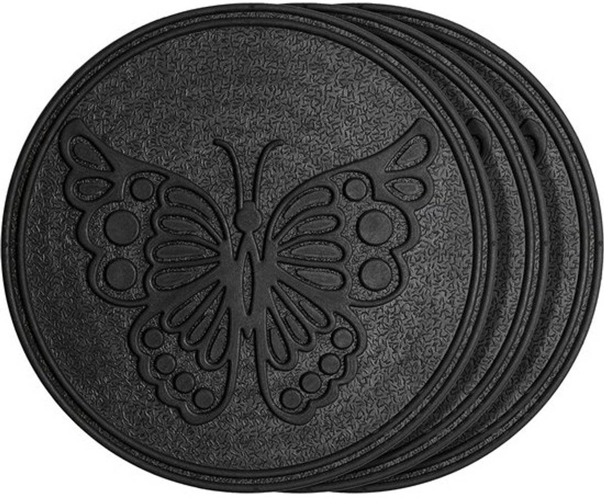 Tuin Stapstenen - Decoratieve Steen - Pad Aanleggen - Set van 3 - 30cm Rond - Vlinder