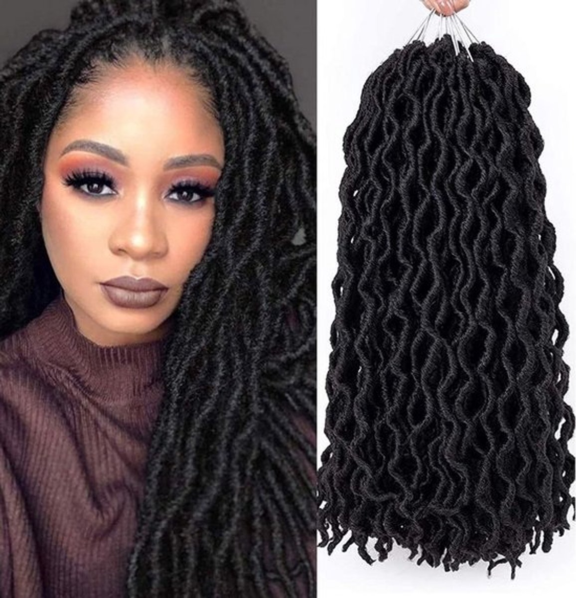 18 Sets Gypsy Faux Locs Gehaakt Haar Met Golfjes Ombre 3 Kleuren Synthetisch Haar Bundels voor Vlechten en Twists