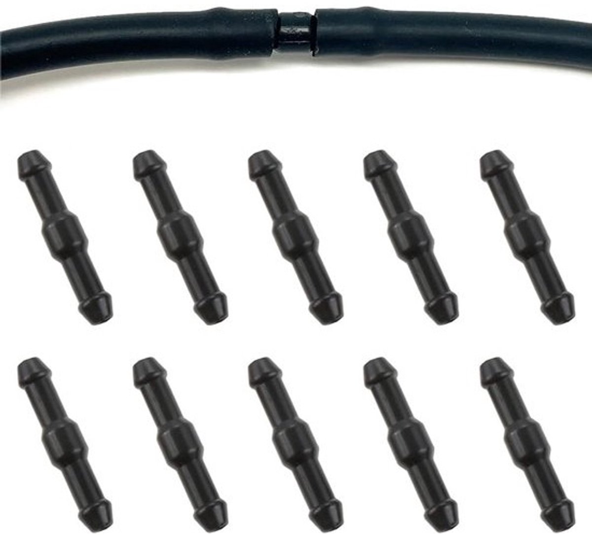 Slang Verbindingstuk - Waterslang Adapter - Ruitensproeier Reparatie - Universele Pasvorm - Set van 10 - Zwart