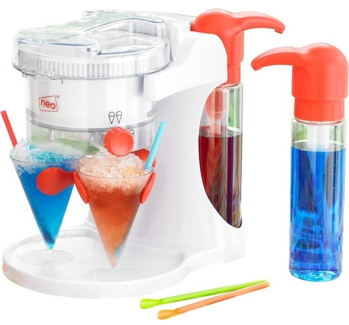 Elektrische IJs Crusher voor Snow Cones en Slushies - Ijsmachine met 4 Kopjes & 4 Rietjes