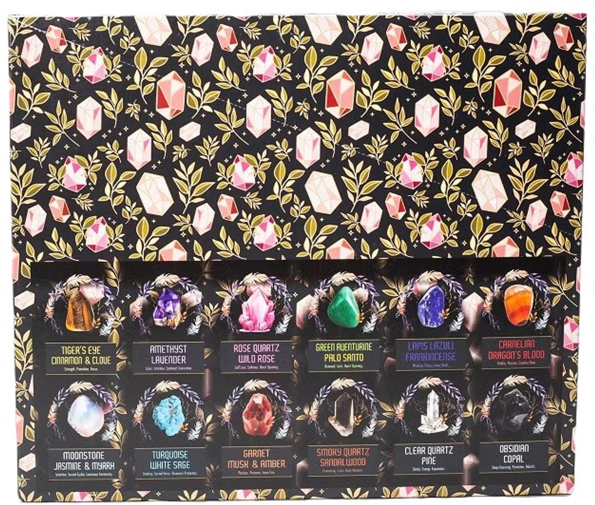 Banjara wierook - edelsteen wierook set van 12 - wierookstokjes - edelstenen - cadeauset