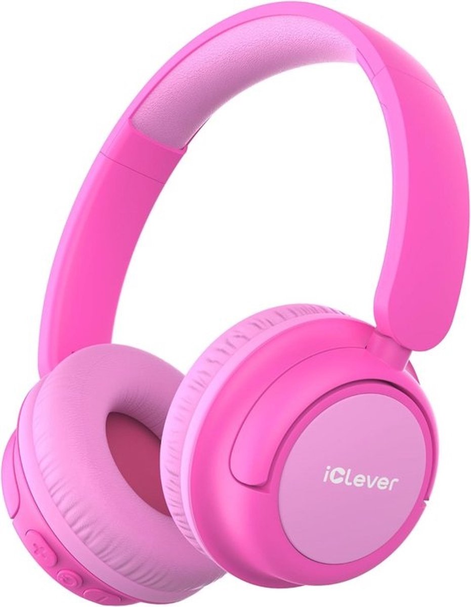 Draadloze kinderhoofdtelefoon met 60 uur speeltijd, veilig volume tot 85 dBA, Bluetooth 5.4, over-ear ontwerp, microfoon en AUX-snoer - ideaal voor iPad, tablet, reizen en school - roze