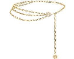 NECXON Gouden Tailleketting, Metalen Kettingriem, Buikketting, Lichaamsketting, Goud, 105 cm, 1 Stuk - ShopVlot