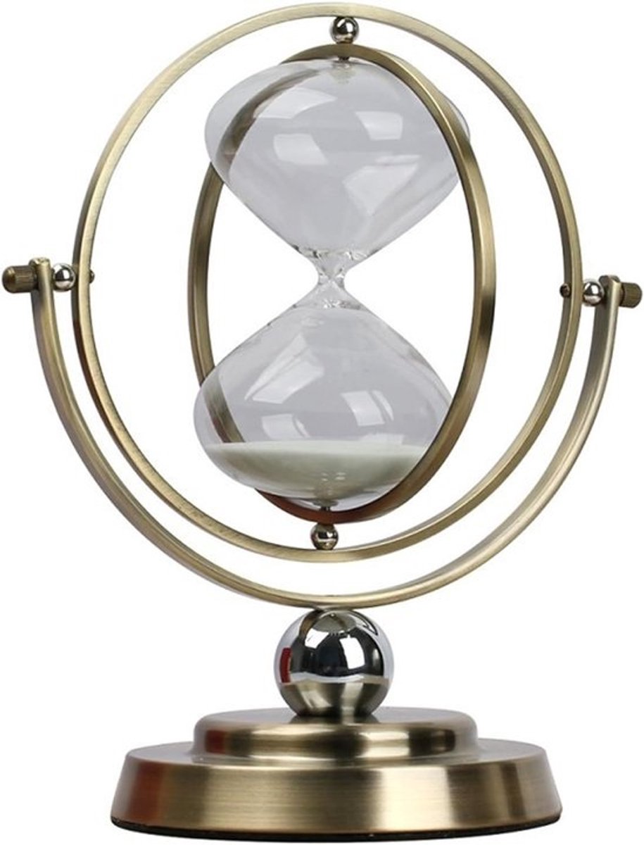 Zandloper Timer - Zandklok Metaal - Tijdmanagement Hulpmiddel - Vintage Messing Look - 30 Minuten - Messingkleurig