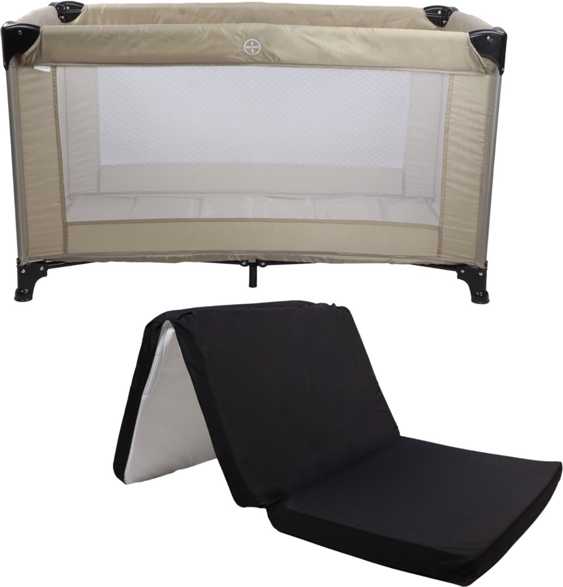 MamaLoes Soof Beige Campingbed + Opvouwbaar Matras in Tas