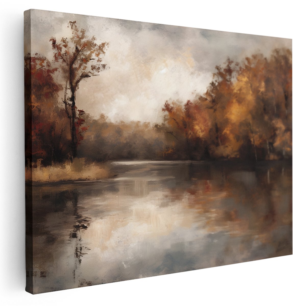 Artaza Canvas Schilderij Landschap - 160x120 cm - Groot - Wanddecoratie Herfst - Muurdecoratie Natuur Bomen - Kamer Accessoires Woonkamer