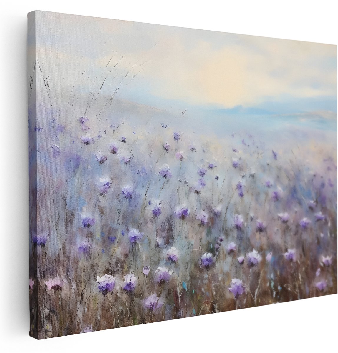 Artaza Canvas Schilderij Landschap - 160x120 cm - Groot - Wanddecoratie Bloemen Natuur - Muurdecoratie Boho - Schilderijen Op Canvas