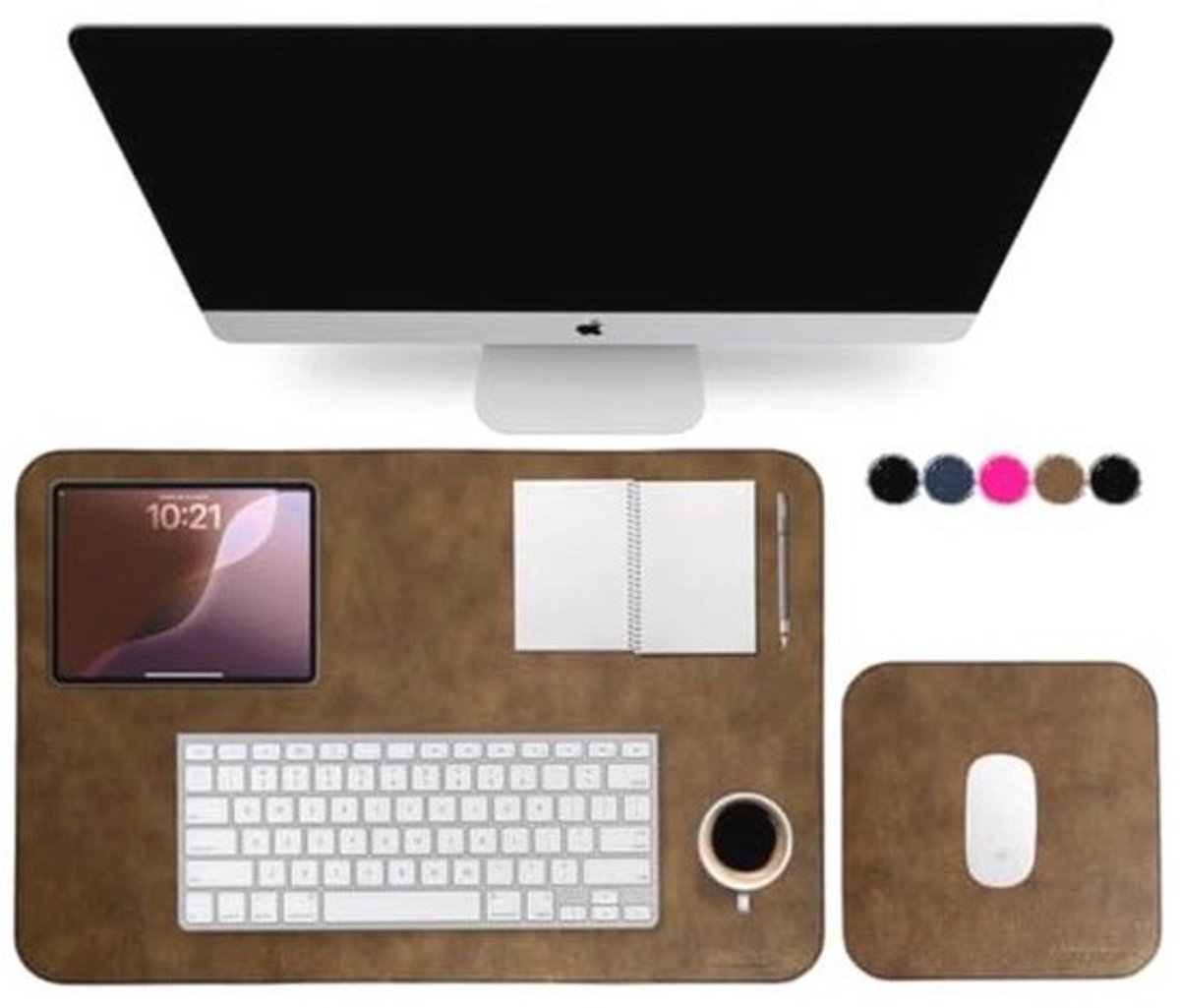 Bureauonderlegger van echt leer - XXL set van 2 voor toetsenbord en muis - Perfecte pc accessoire