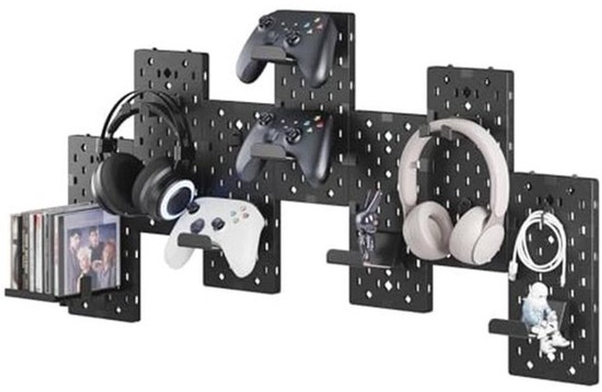 Modulaire Gaming Pegboard met Hoofdtelefoon- en Controllerhouders voor Wandmontage
