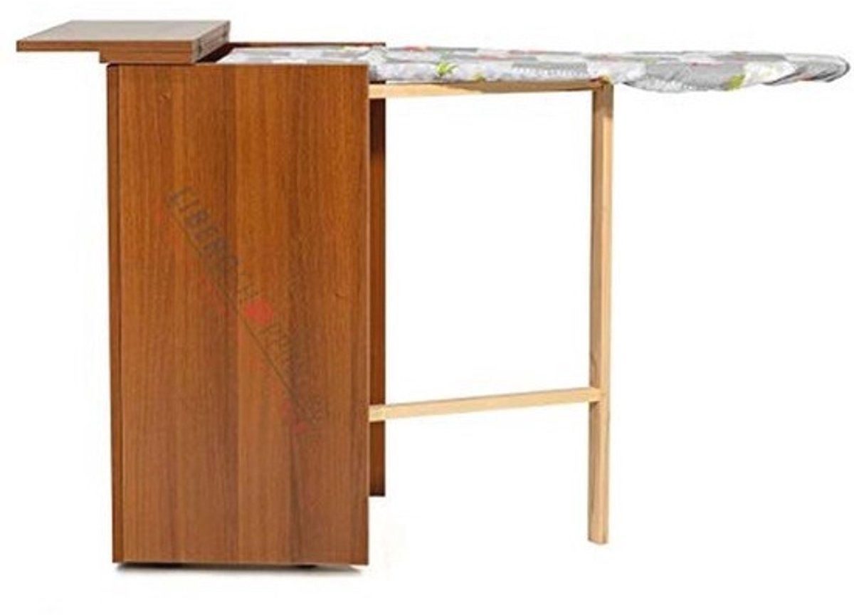 Multifunctionele houten strijkplank kast met opbergruimte en wielen