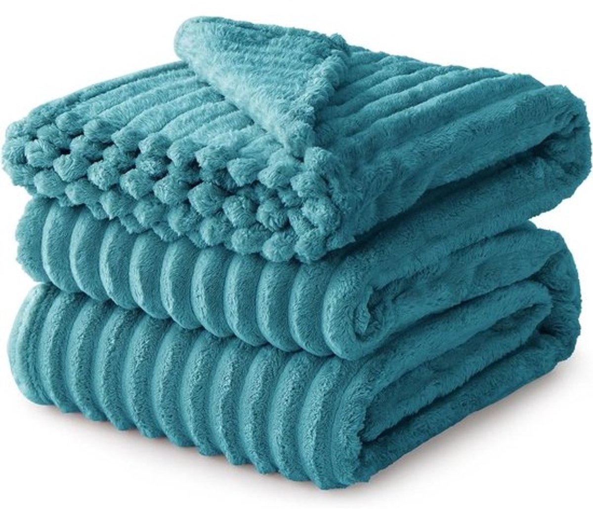 Fleece plaid - Knuffeldeken bankdeken - Gezelligheid thuis - Extra zacht warm - 220 x 240 cm - Groenblauw