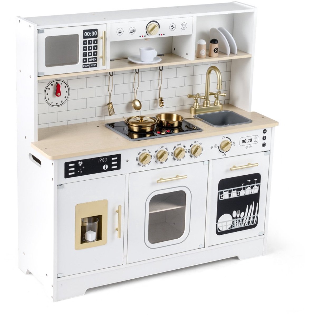 SureDeal® - Rollenspell - Kinderkeuken Speelgoedkeuken - Licht - Geluid Poppenkeuken - Accessoires - Kinderen Vanaf Jaar - 85x29x88 cm - Zilver