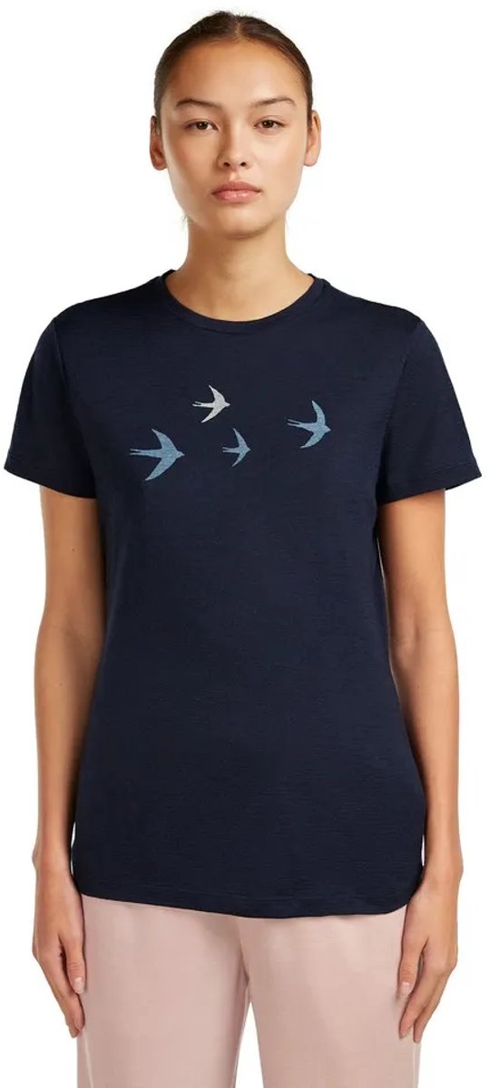 Icebreaker Merino 150 Tech Lite Bird Transit T-shirt Met Korte Mouwen Blauw XS Vrouw