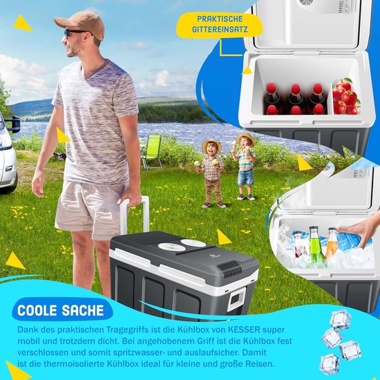 Koelbox met Wielen - Thermobox Mini Koelkast - Eten Warm Houden - Dubbele Functie - 40 Liter - Antraciet — afbeelding 5