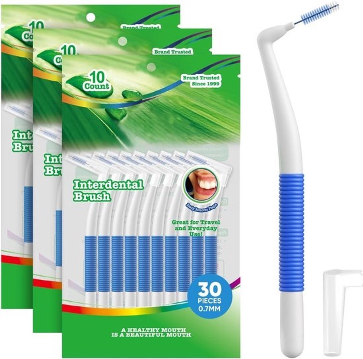 Tandenstokers Hoek - Tussenruimte Borstels - Tandhygiëne - 90 Graden Grip - 0.7 mm - Blauw