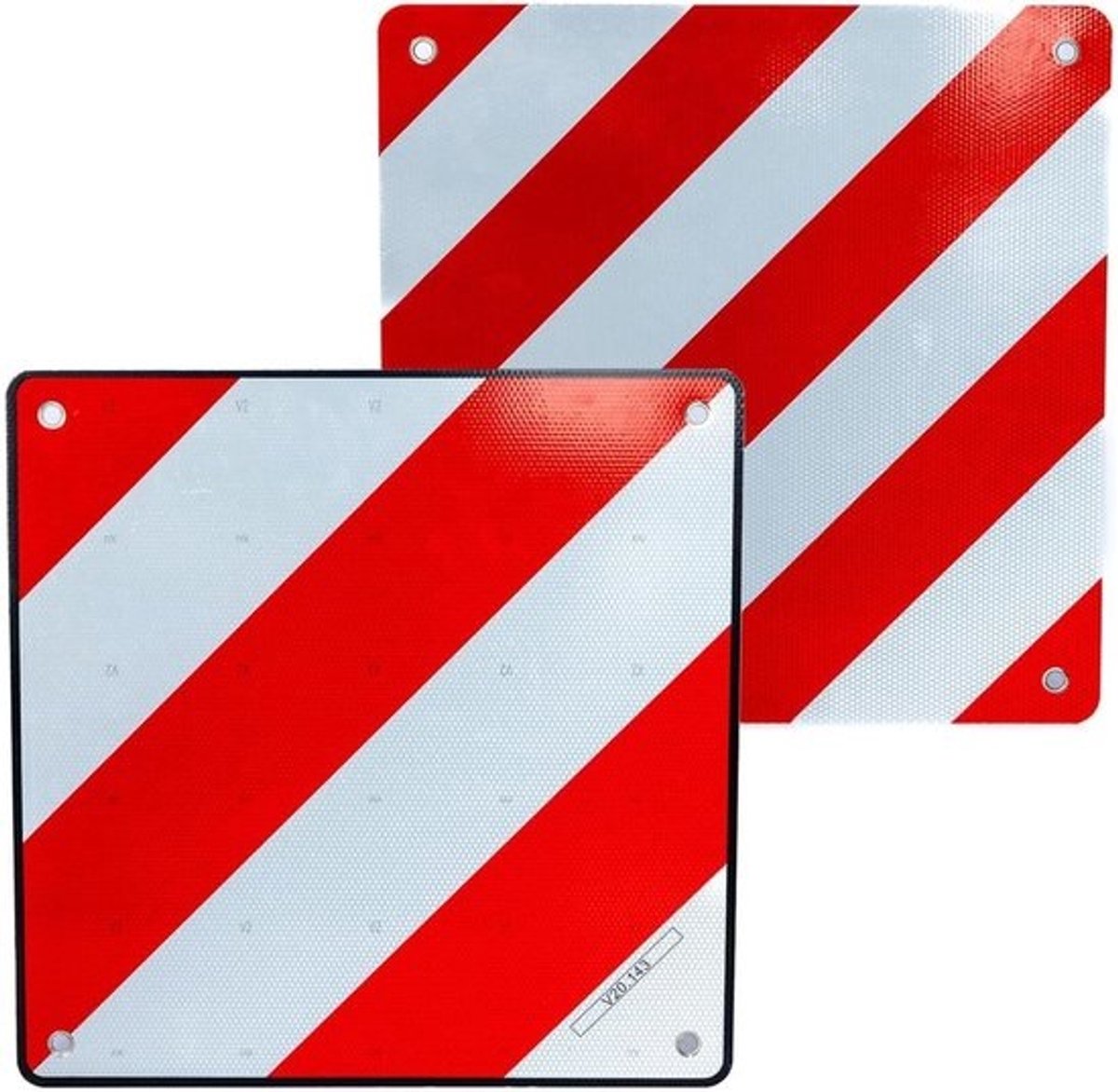 Aluminium Markeringsbord - Waarschuwingsbord lading - Veilig Transport - Conform Italië Spanje - 50x50cm - Rood Wit