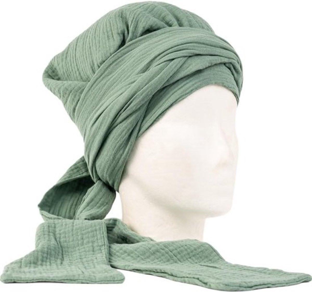 Plopdoek Krullend Haar - Hydrofiel Katoen - Krullen Ploppen - Zacht Ademend Materiaal - 205 x 62 cm - Groen