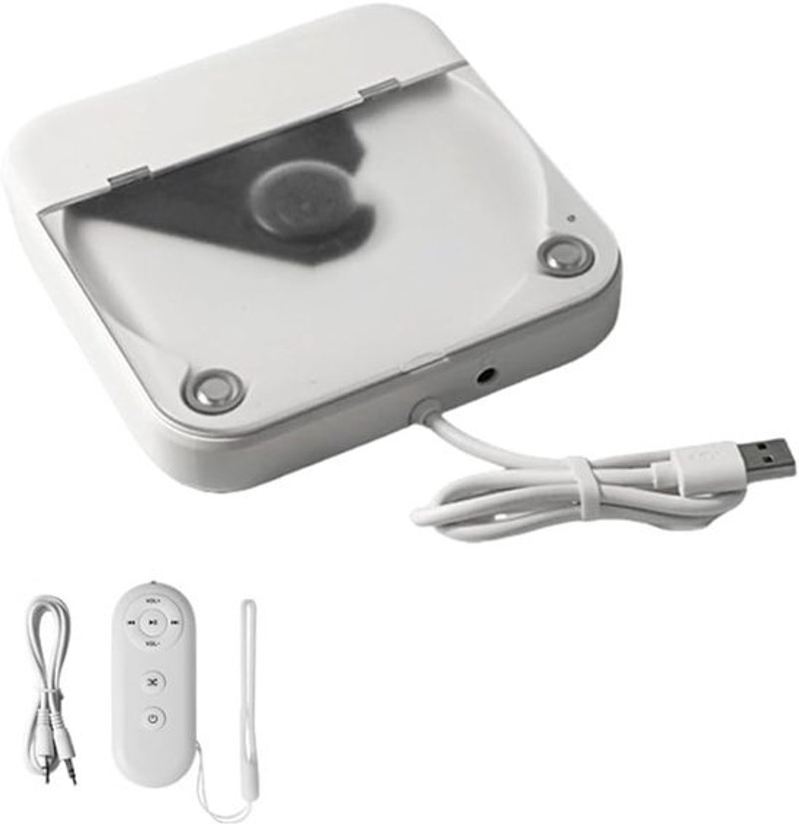 Externe Cd-Speler - Draagbare Muziekspeler - Auto Muziek Afspelen - Universele Aansluiting - 17 x 14 x 5 cm - Wit
