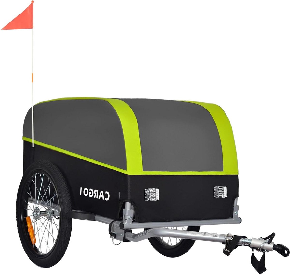 Fietsaanhanger Vrachttrailer - Inklapbare Kar - Boodschappen Vervoeren - Universele Fietskoppeling - 120 Liter Volume - Groen