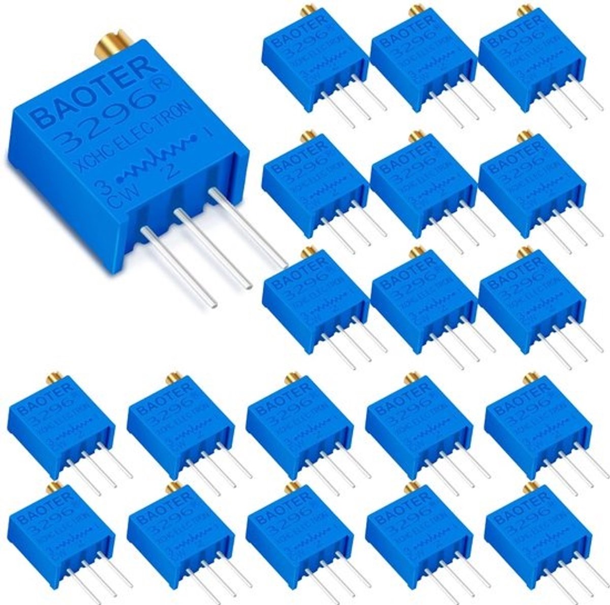 Trimmer Potentiometer - Instelbare Weerstand - Elektronica Projecten - Meervoudige Draai - 500 Ohm - Blauw