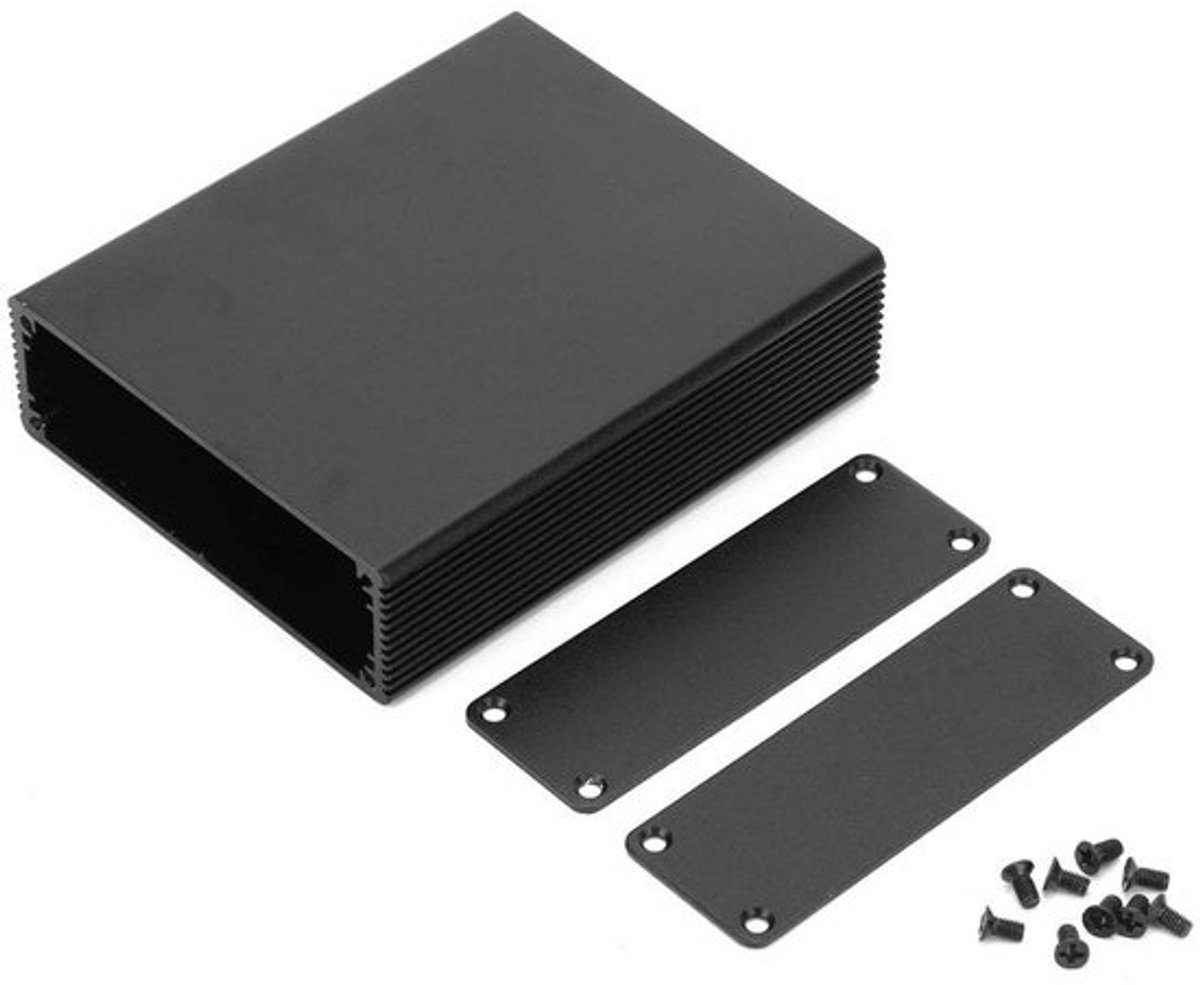 Aluminium Opbergdoos - Elektronica Behuizing - PCB Bescherming - Gedeeld Ontwerp - 27 x 82 x 100 mm - Zwart