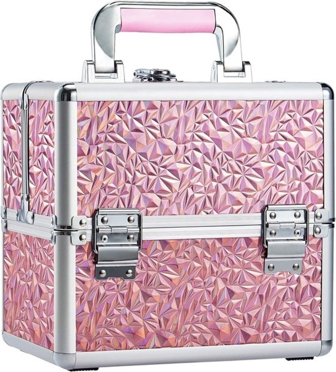 Mobiele Make-up Koffer Met Slot Roze Maat M