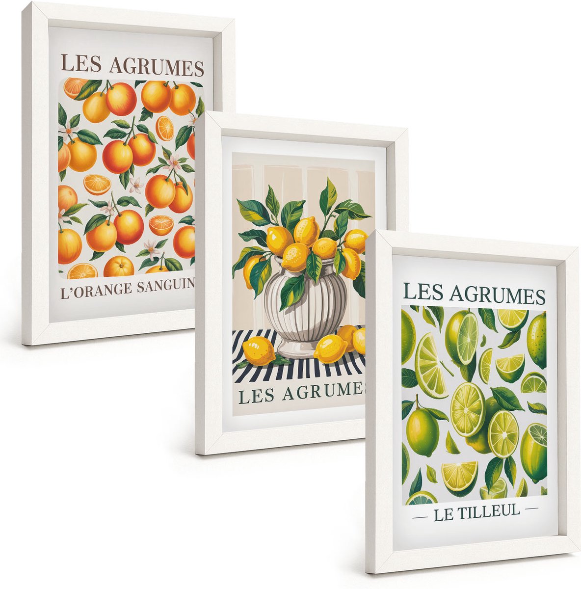 Wallfluent 3-Delige Schilderij Set - Citrusvruchten In Diverse Kleurrijke En Verse Varianten - 20 x 30 - Muurdecoratie - Wanddecoratie - Slaapkamer - Moderne Wanddecoratie
