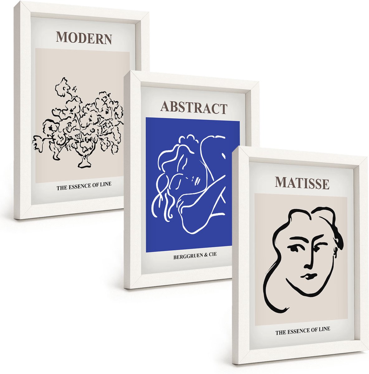 Wallfluent 3-Delige Schilderij Set - Posters In De Moderne En Abstracte Stijl Van Henri Matisse - 20 x 30 - Decoratieve Schilderijen - Wanddecoratie - Hal