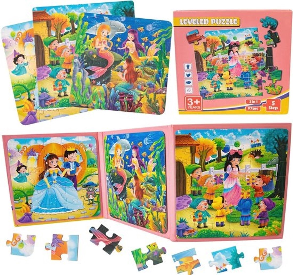 3-in-1 Magnetische Puzzels voor Kinderen - Onderwater Wereld Thema, Ideaal voor Peuters en Reizen