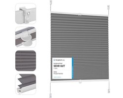 Plissé verduistering zonder boren - Ondoorzichtige zonwering 60 x 120 cm - Donkergrijs