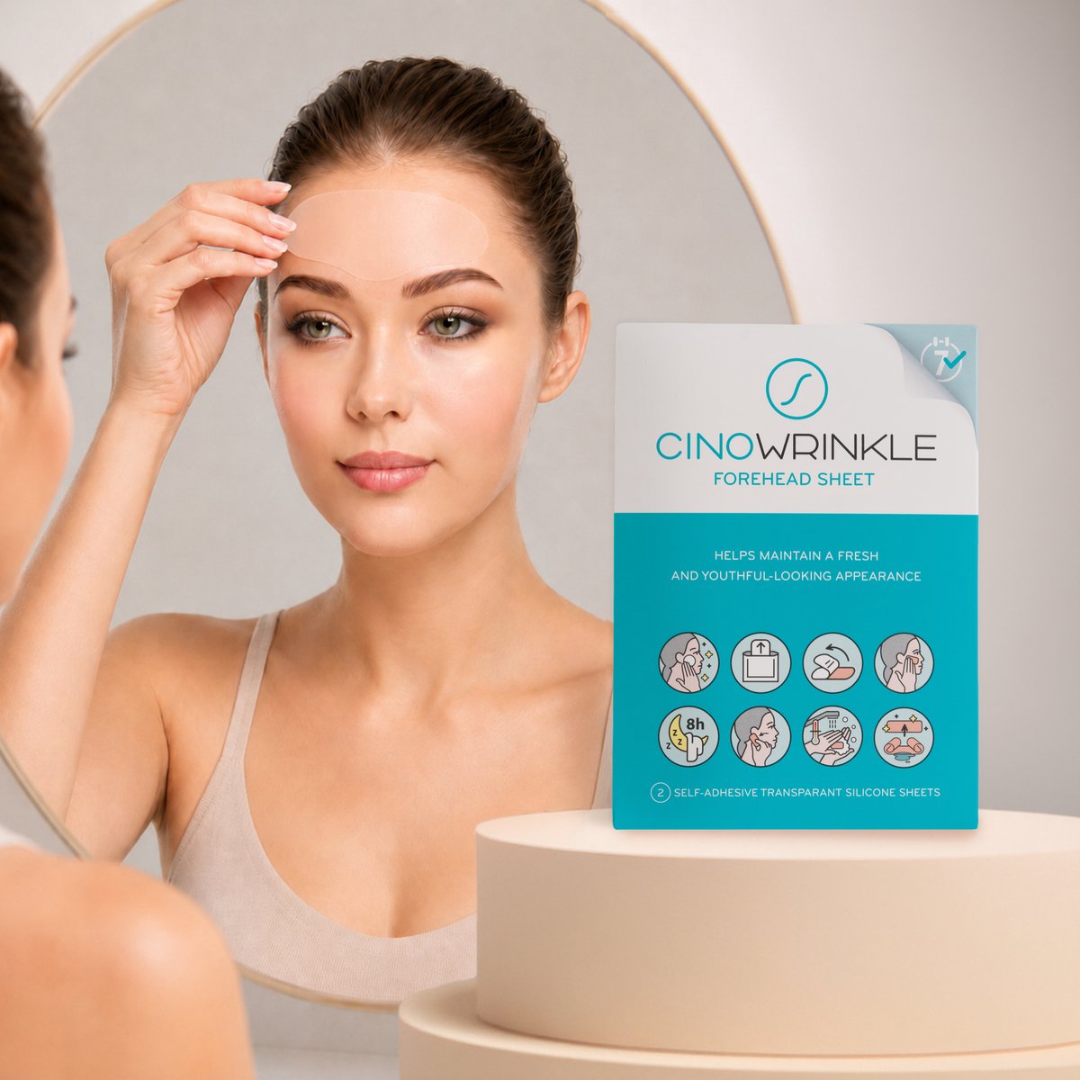 CinoWrinkle - Rimpel Patch Voorhoofd – Siliconen Gezicht Patch voor Droogtelijntjes – Herbruikbaar – 1 Stuk