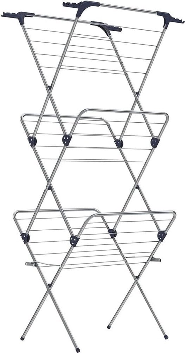 SONGMICS Opvouwbare kledingdroger, wasrek, wasrek, stalen frame, 46 x 70,5 x 155 cm, 20 m droogruimte, binnen en buiten, grijs