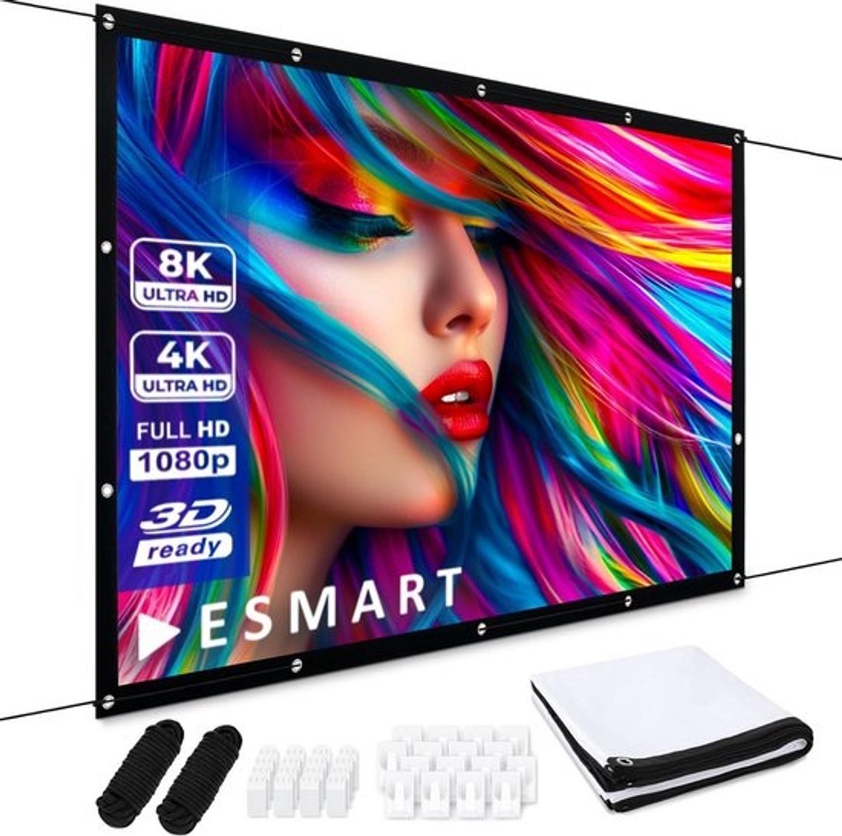 Projectiedoek 16:9 221 x 125 cm Home Theater - Hoogwaardig Canvas voor Projectie