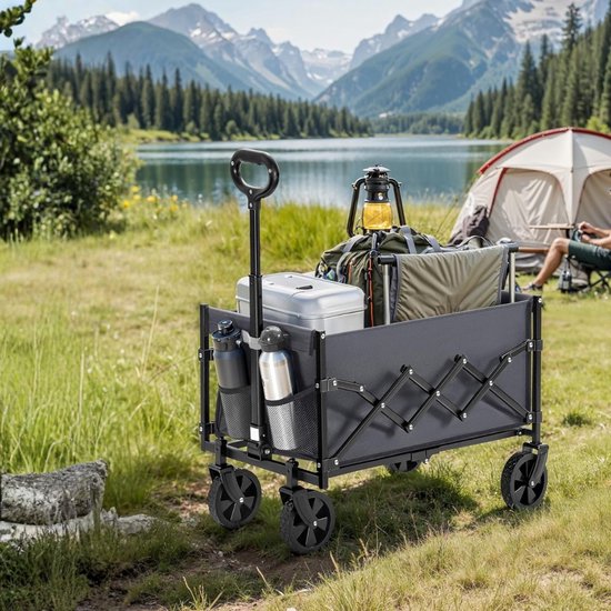 KIRA® Bolderkar - Ideaal voor Strand & Camping - Opvouwbare Bolderkar - Zwart - 91cm x 67cm x 91cm van Kira — afbeelding 4