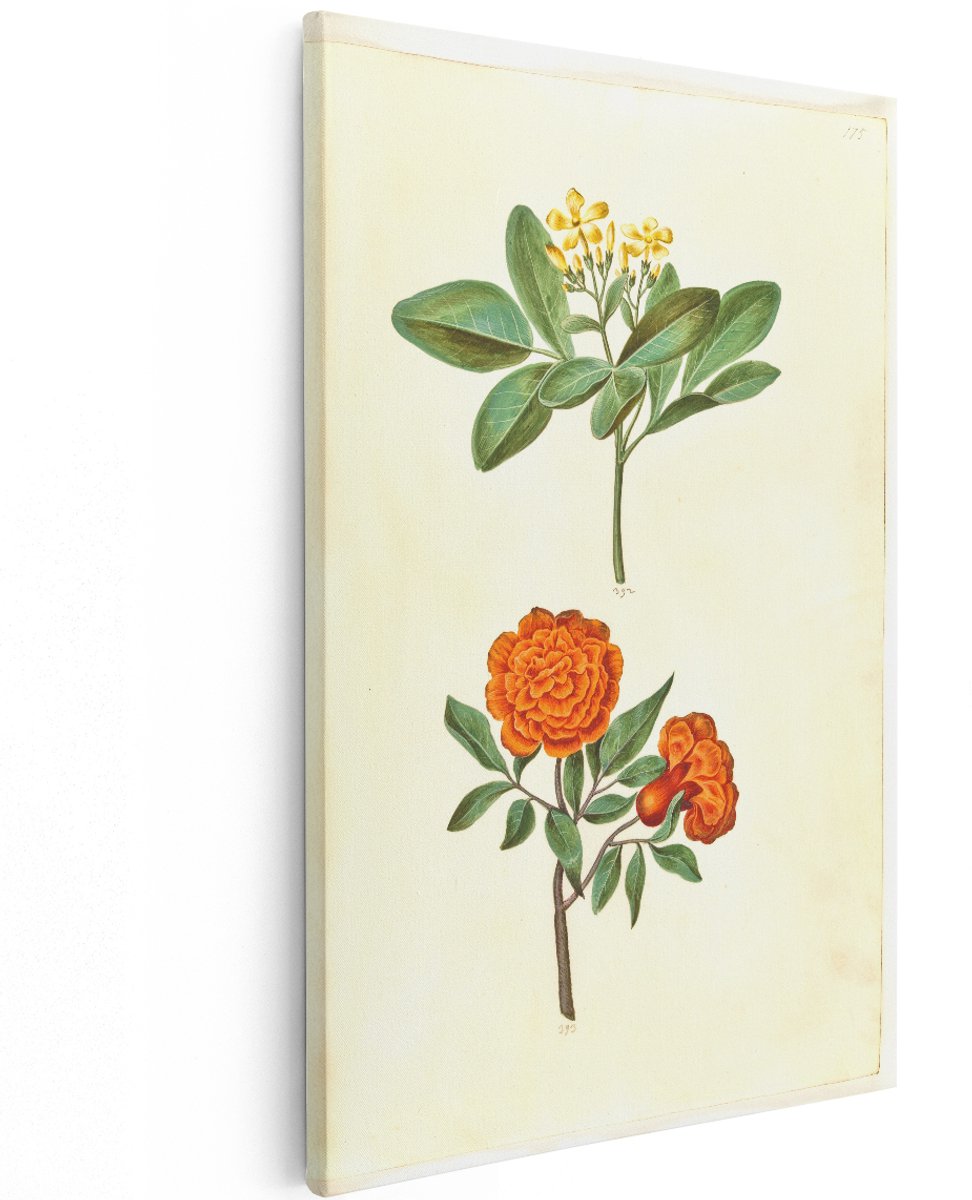 Artaza Canvas Schilderij Bloemen - 120x180 cm - Groot - Wanddecoratie Vintage - Muurdecoratie Botanisch - Schilderijen Op Canvas