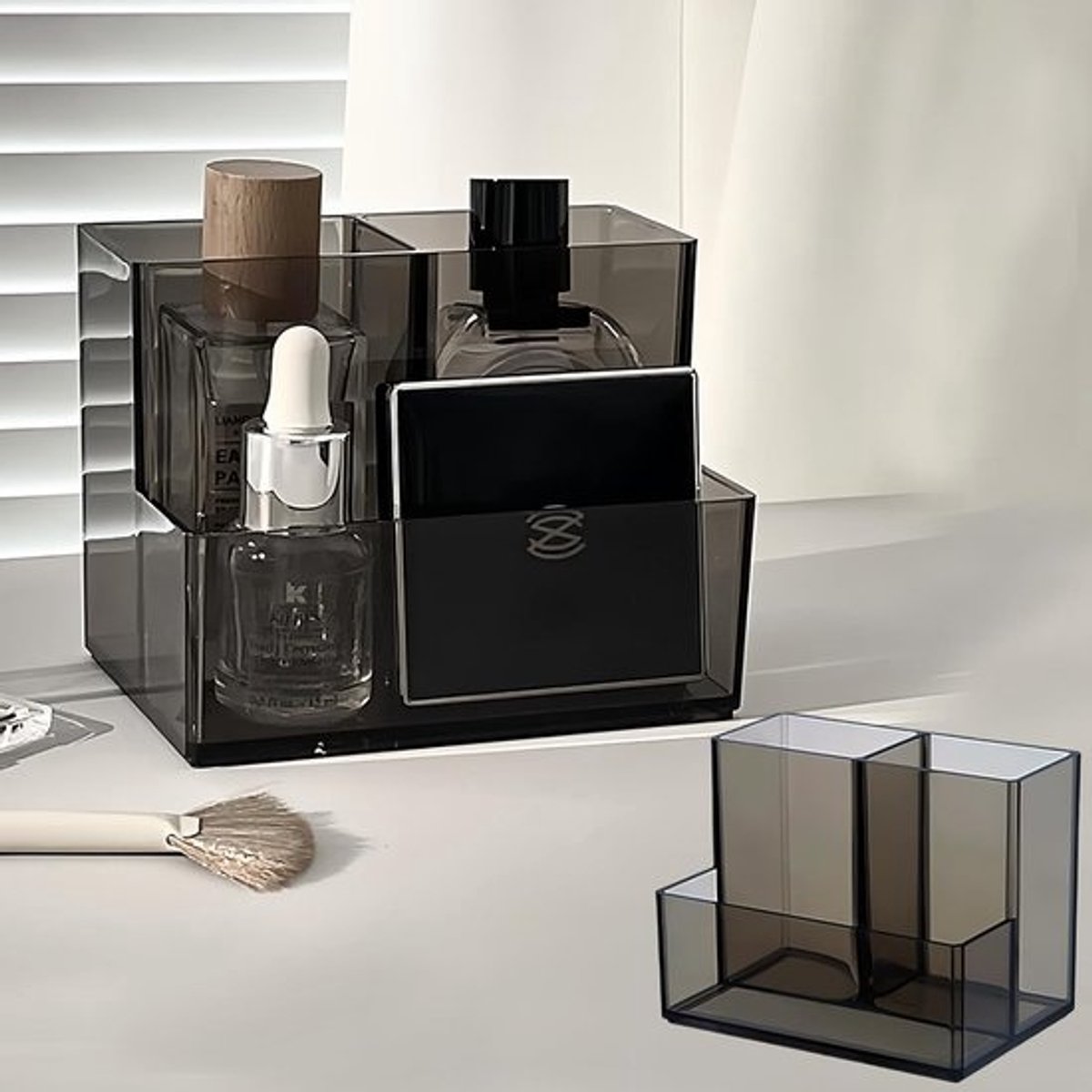 Make-up Organizer Set 2 Stuks Badkamer Spiegelkast Make-up Opbergdoos met 3 Vakken