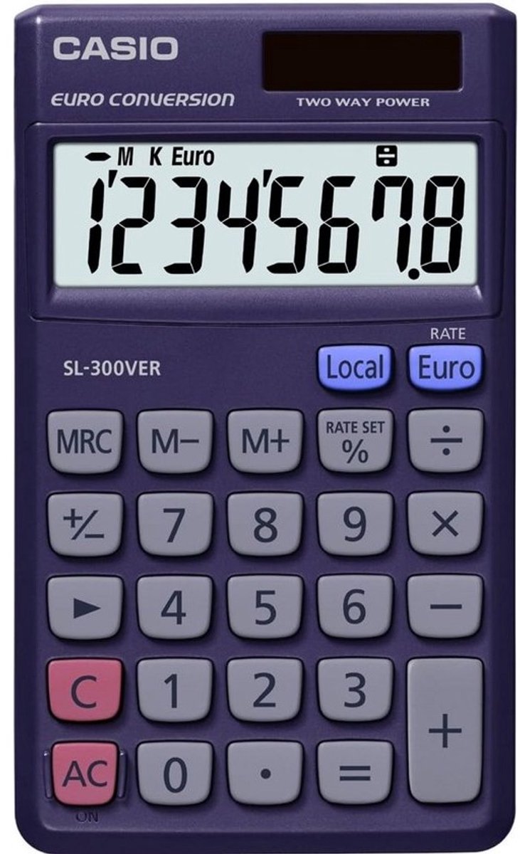 8-cijferige Bureaurekenmachine met Groot LCD-Display en Valutaconverter