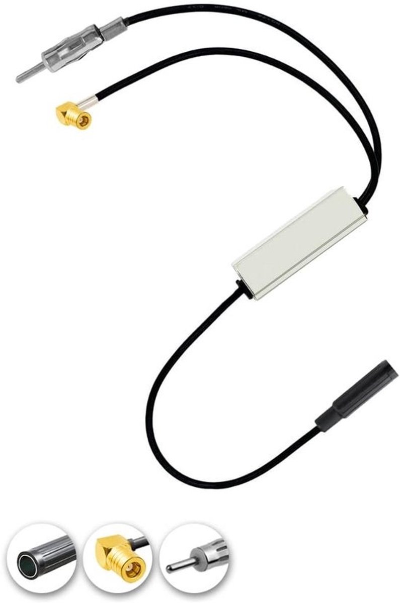 Universele DAB FM Antenne Splitter Versterker voor Auto Radio - DIN naar SMB Converter