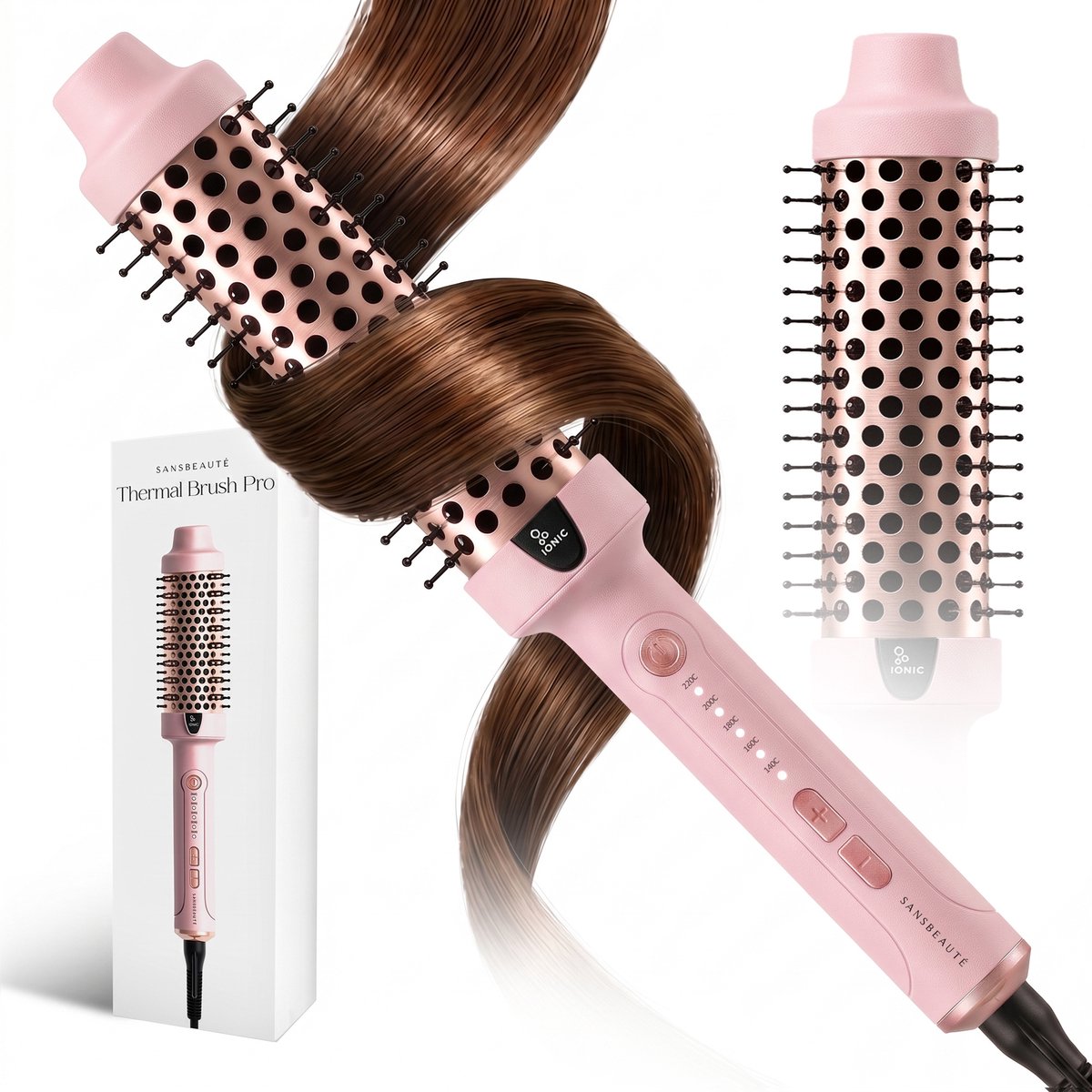 Sansbeauté® Blowout Thermal Brush 38 mm - Keramische Warmteborstel - Multistyler - Airstyler - Haarborstel - Krulborstel - Stijlborstel - Volume en Krullen - Roterende Kabel